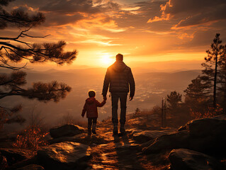 dad holds his little boy Generative AI