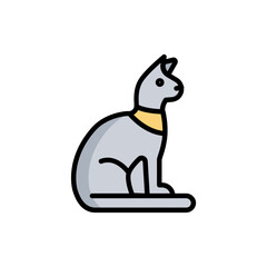 Egyptian Cat Line Color Icon