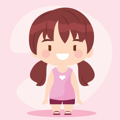 Isolated colored cute chibi female korean anime character Vector