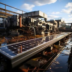 Photovoltaic modules on the roof of an industrial plant