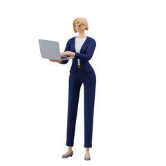 Naklejka na ściany i meble Business woman with laptop