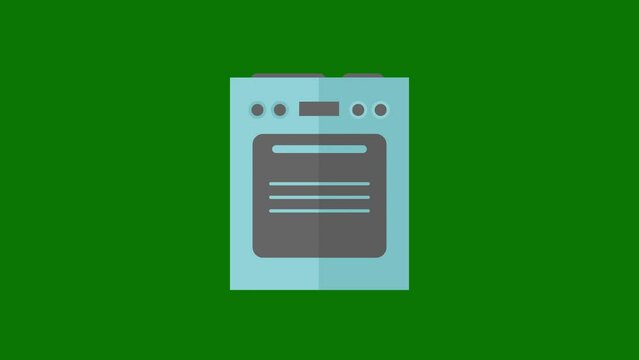 The cartoon Cooking Range animation is on a green background. Cooking Range icon animation with key color. 4k video