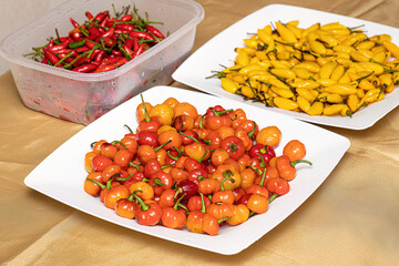Set of collected pepper berries
