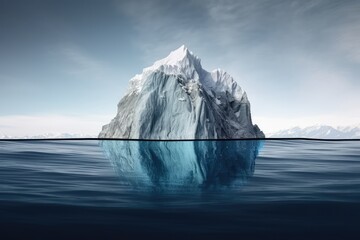 Fototapeta na wymiar Concept of an iceberg with only the tip visible, generative AI