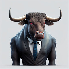 A Bull wearing clothes like a Boss Art