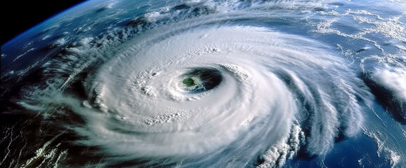 Hurricane Florence over Atlantics. Satellite view. Super typhoon over the ocean. The eye of the hurricane. The atmospheric cyclone. View from outer space, digital ai © Viks_jin