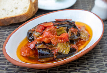 Delicious Turkish cuisine; Fried eggplant. Turkish name; Patlican cigirtma