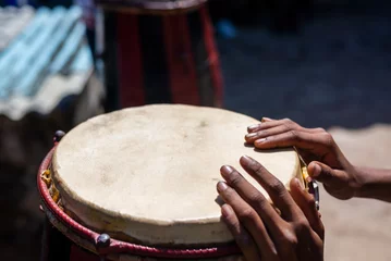 Deurstickers Brazilië Hands of a musician standing still on a Brazilian atabaque.