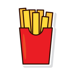 Isolated colored french fries sticker icon Vector