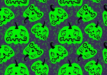 Autumn cartoon harvest season Halloween pumpkins pattern for wrapping paper and linens and fabrics