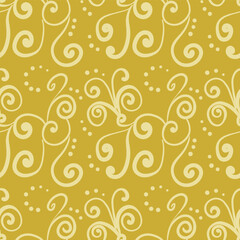 Seamless vintage pattern with curls. Wallpaper in the style of Baroque. Floral ornament. Ethnic tribal background. Vector illustration, template design for cloth, packaging, card, fabric