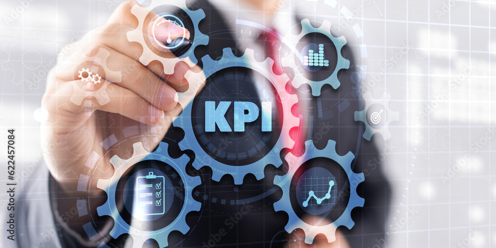 Poster kpi. key performance indicator. business technology internet and network concept. background data ce