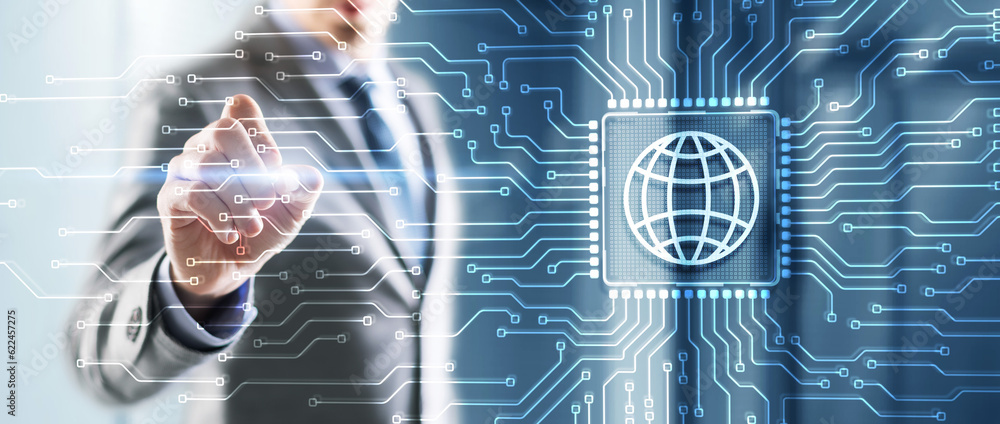 Poster telecom. communication network concept. internet of things and information communication network