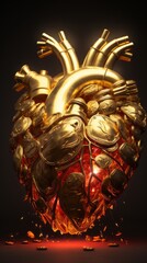 Obraz premium An Anatomical Human Heart Made of Gold Coins