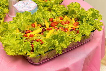 Food served salad with lettuce leaves