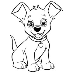 Cartoon Cute Puppy Coloring Page for Kids. Baby dog. Australian Cattle Dog. Black and white vector illustration for coloring book