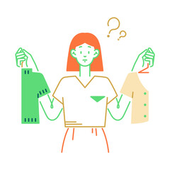 woman chooses her clothes in store