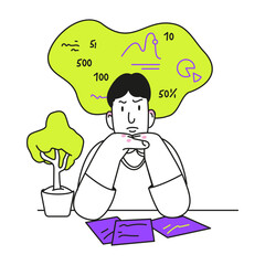 Man analyzes the data