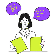 Woman works with business ideas