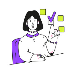 Fototapeta premium Woman marks the completed tasks