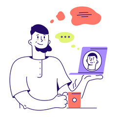 man speaks online with colleague