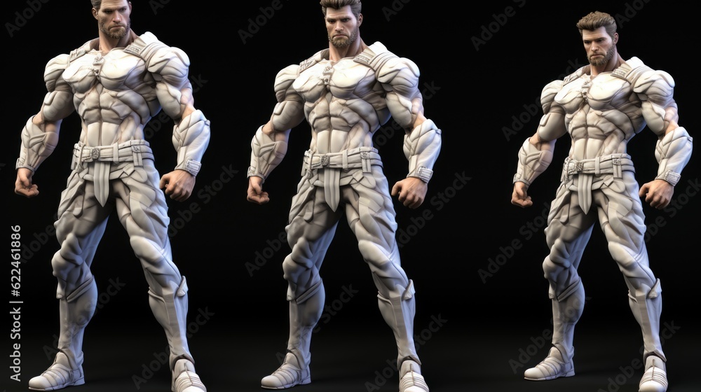 Poster a model of a man with a muscular body. generative ai image.