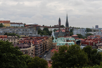 Fototapeta na wymiar Church and building cityscape of Gothenburg, Sweden.