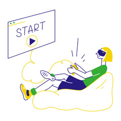 woman runs video game © welovegraphics