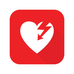 AED,automated external defibrillator / aed sign with heart and electricity symbol flat vector icon	
