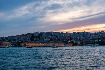 Naklejka premium Panorama with a view of the Bosphorus and Galata Tower in Istanbul