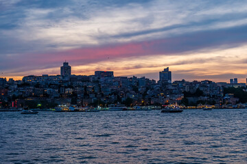 Fototapeta premium Panorama with a view of the Bosphorus and Galata Tower in Istanbul