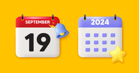 19th day of the month icon. Calendar date 3d icon. Event schedule date. Meeting appointment time. 19th day of September month. Calendar event reminder date. Vector