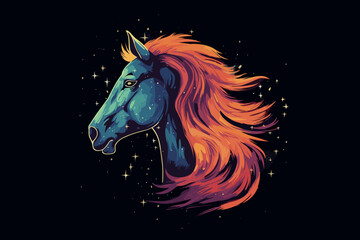 Fototapeta na wymiar Doodle inspired Horsehead Nebula, cartoon sticker, sketch, vector, Illustration