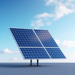 Solar panel set against a blue, minimalistic background with ample copy space. Clean, renewable solar energy as a crucial component of sustainable living | Generative AI