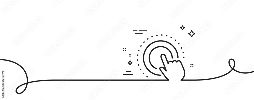 Poster click hand line icon. continuous one line with curl. touchscreen gesture sign. push action symbol. c