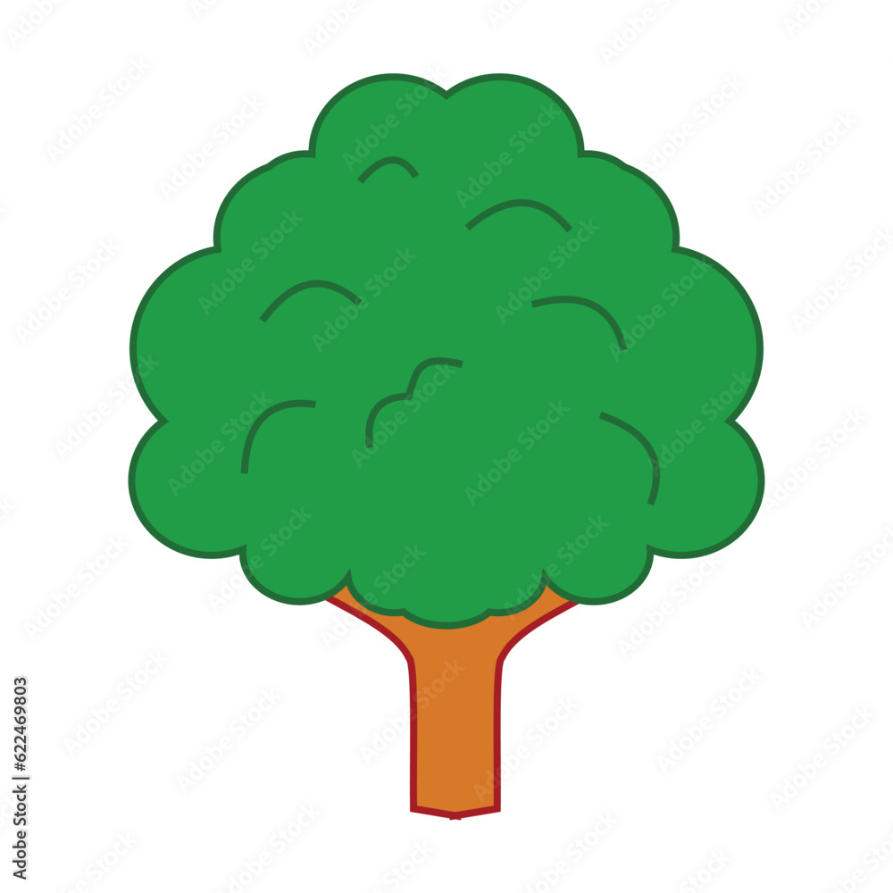 Poster cute tree icon image over white background vector illustration design green and orange color. suitab