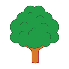 cute tree icon image over white background vector illustration design green and orange color. Suitable for use in natural UI, icons on computers etc