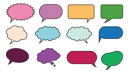 Set of colorful comic speech bubbles. Vector illustration in flat style. Set of colorful speech bubbles in flat style isolated on white background.