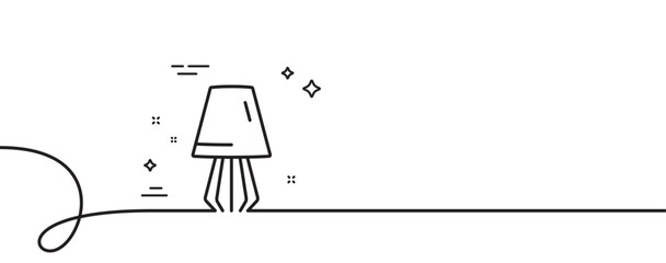 Table lamp line icon. Continuous one line with curl. Bedside light sign. Interior illuminate symbol. Table lamp single outline ribbon. Loop curve pattern. Vector