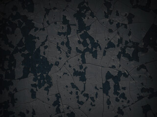 Dark background texture. Peeling paint on a concrete wall. Dark grunge texture of old cracked flaking paint. Weathered rough painted surface. Patterns of cracks. Darkness grungy background for design.
