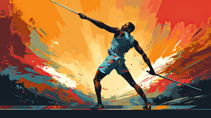 Fototapeta na wymiar colorful creative illustration of an athlete. Generative AI