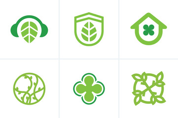 Plant leaf logo collection, botanic plant nature symbols - Vector