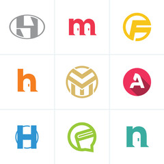 Set of colorful letter logo, alphabet logo collection