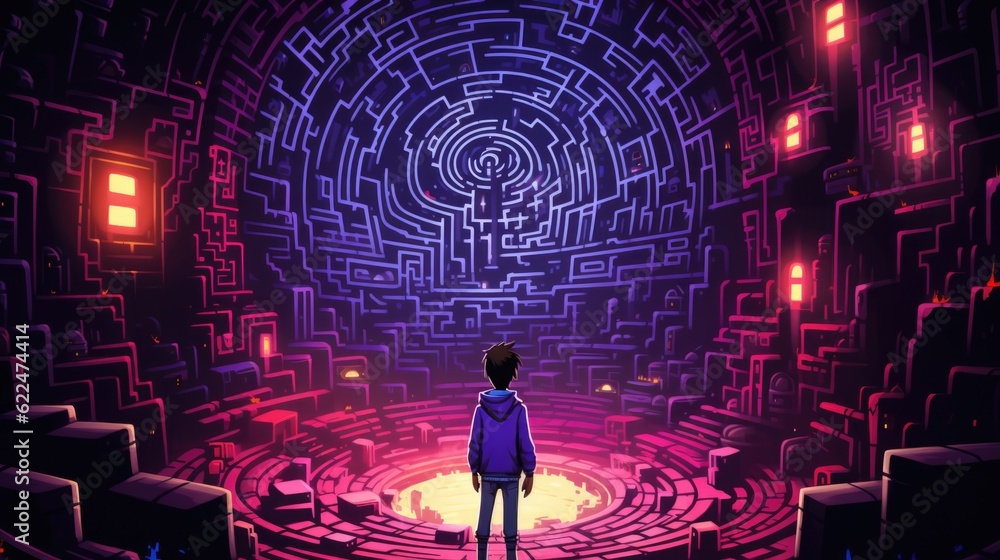 Aufkleber a person standing in front of a maze. generative ai image.