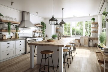 Bright, spacious and modern farmhouse style kitchen