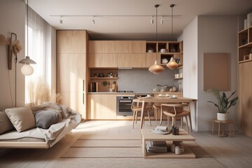 Interior of an luxury, open plan, modern apartment