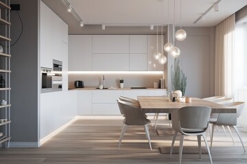 Fototapeta na wymiar modern living room with kitchen