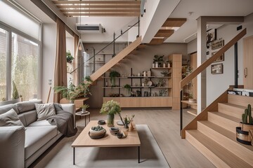 Stylish two floor apartment living room