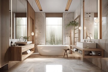 Fototapeta na wymiar Modern Bathroom interior with bathtub