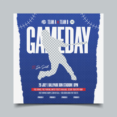 flat design baseball flyer template square